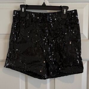 Spirit Black Sequin High Waist Shorts